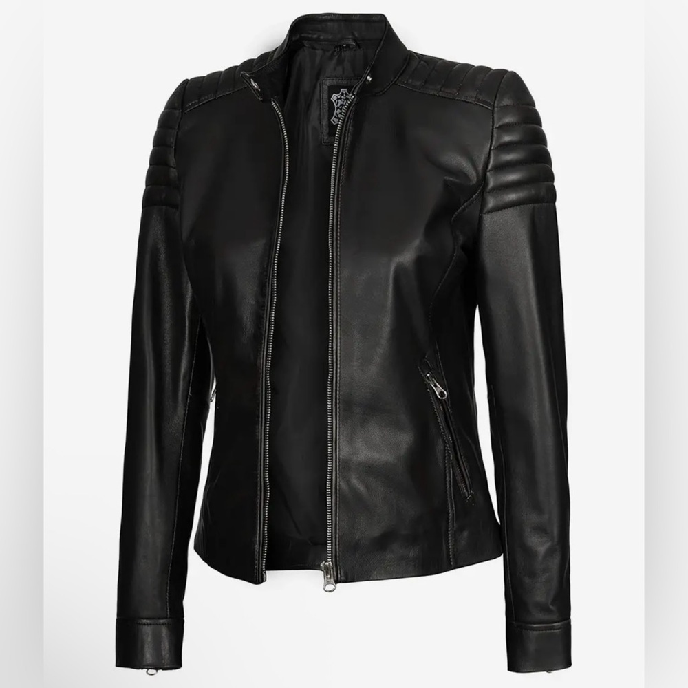 Sleek Black Leather Jacket for Women